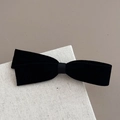 Detail of premium black velvet bow hair clip showing soft fabric texture and elegant finish - Black Velvet Bow (Simple Black Band-Black Velvet) / Black