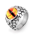 Anello teschio occhio di drago hip hop da uomo con occhio rosso e texture a scaglie - US 7 / Colore Acciaio Occhio Giallo