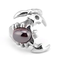 Bague scorpion gothique pour homme en acier poli avec une grande pierre rouge centrale - US 7 / Acier Argent Vintage