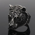 Retro tiger head ring in titanium steel for men with antique silver finish and detailed carving - US 7 / Vintage Color