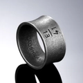 Vintage frosted titanium steel ring with industrial 17/13 engraving and retro finish - US 7 / Antique Silver