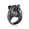 Vintage black panther head ring in matte titanium steel for men with punk style engraving - US 7 / Leopard Head / Black