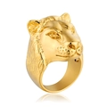 Detailed golden leopard head ring in vintage style for men made of durable titanium steel - US 7 / Leopard Head / Gold