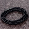 Minimalist multi-layer black braided leather bracelet with matte black magnetic metal clasp - Multi-Circle Black Magnetic Clasp Style (A-12)