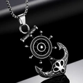 Vintage pirate ship rudder and anchor pendant necklace for men in polished stainless steel - Steel Color Pendant Only (Without Chain)