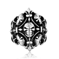 Retro gothic skull ring for men with oxidized silver finish and central skeleton motif - US 7 / Steel