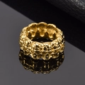 Anillo punk gótico de acero inoxidable dorado con diseño de calaveras continuas - US 7 / Dorado