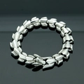 Men's titanium steel dragon scale bracelet with detailed dragon head clasp and silver finish - Steel
