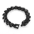 Polished black stainless steel dragon head bracelet with hip hop style dragon bone links - Black