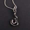 Pendaglio a serpente vintage in acciaio inossidabile con scaglie su catena a maglia quadra - Pendaglio con Catena Box