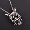 Collana con ciondolo maschera hannya punk gotico in acciaio inossidabile argento retrò - Ciondolo Colore Acciaio (Senza Catena)