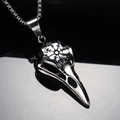 Polished stainless steel Viking raven skull pendant with Vegvisir symbol on a bead chain - Steel Color Pendant-Pendant Only (Without Chain)