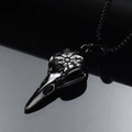 Men's vintage Viking crow skull pendant necklace with Vegvisir rune in black stainless steel - Black Pendant Only (Without Chain)