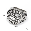Anello vintage Occhio di Horus in acciaio inossidabile con incisioni geroglifiche - US 7 / Color Acciaio
