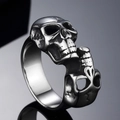 Gothic punk skull ring in vintage silver finish made of high quality titanium steel - US 7 / Steel