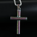 Colgante de cruz de acero inoxidable arcoíris con textura 3D y cadena de cuentas - Arcoíris (Pendant Only (Without Chain))