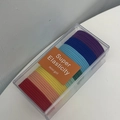 Close-up of colorful high-elastic hair ties set in a transparent storage box - Gradient Rainbow