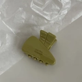 Primer plano de la pinza de pelo triangular de acetato verde oliva con letras - Verde Fruta - Zanahoria