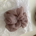 Detailed macro of dusty pink organza scrunchie with layered pleats and translucent texture - Dusty Pink