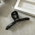 Close-up of black glossy hair claw clip featuring golden Barrette LaFrance elegant lettering - Black