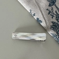 Detail of colorful iridescent resin hair clip with rhombus facet and small rhinestone - Iridescent Plaid