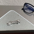 Detail shot of silver fork-shaped hair clip with inlaid rhinestones on a mirror surface - Personalized Fork Style (FJ891420)