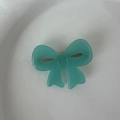 Flat bow hair clip in glittery tiffany blue acetate for women hair styling - Green