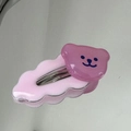 Barrette à cheveux nuage rose et ours à paillettes violettes style Y2K pour femmes - Pince BB Ours Y2K - Rose Vif