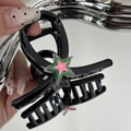 Y2K black star hair claw clip with pink and green glitter stars for women - Y2K Star Claw Clip - Dark Green