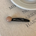 Clip para el cabello BB vintage minimalista de metal negro con perla marrón brillante - Rosa
