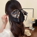Pinza per capelli con fiocco a fiori vintage e ciondolo in cristallo per donne raffinate - Caffè Floreale
