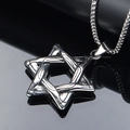 Detail of silver stainless steel Star of David pendant with woven texture on black surface - Silver Pendant (Pendant Only)
