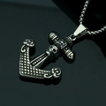 Vintage stainless steel skull and anchor pendant with cross on square box chain - Single Pendant (Steel Color) / Steel