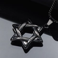 Men's punk black stainless steel hexagram pendant necklace on a dark bead chain - Black Pendant Only (Without Chain)