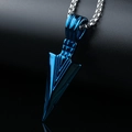 Macro detail of a bright blue electroplated arrow pendant with silver box chain necklace - Blue Pendant Only (Without Chain)