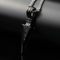 Macro shot of black arrow pendant featuring V-shaped lines and silver box chain detail - Black Pendant Only (Without Chain)