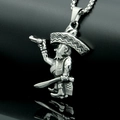 Hip hop silver stainless steel pirate bandit pendant with box chain for men - Steel Color (Pendant Only)