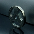 Macro shot of 17KG dumbbell plate pendant with Live Fit Stay Toned engraving - Black Color Single Pendant / 28mm Width