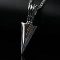 Macro shot of stainless steel arrow pendant with gold V-groove detail on a black box chain - Silver & Gold Two-Tone Pendant Only (Without Chain)