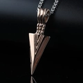 Polished rose gold arrowhead pendant on silver stainless steel box chain necklace - Rose Gold Pendant Only (Without Chain)