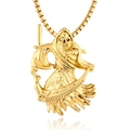 Men's gothic grim reaper pendant necklace in gold finish with box chain on white background - Gold (Pendant Only, Without Chain)