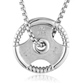 Silver weight plate dumbbell pendant necklace with 45 LBS engraving on box chain - Weight Plate Shape / Steel (Pendant Only (Without Chain))