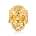 Anello teschio dorato in stile gotico da uomo con intricate incisioni floreali vintage - US 7 / Oro