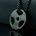Gunmetal fitness dumbbell plate pendant necklace with box chain for men in titanium steel - Black With Box Chain
