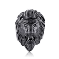 Men's bold African lion head ring in matte black stainless steel with realistic details - US 7 / Black