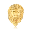 Bold golden lion head ring for men with intricate mane details and polished finish - US 7 / Gold
