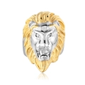 Men's two-tone stainless steel lion head ring with detailed golden mane carving - US 7 / Two-Tone Mustache