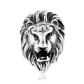 Men's vintage lion head ring in silver stainless steel with antique blackened finish - US 7 / Steel