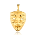 Polished gold V for Vendetta mask pendant necklace with detailed Guy Fawkes facial features - Single Pendant (No Chain) / Gold Color Pendant Only (3028)