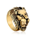 Men's punk lion head ring in gold stainless steel with roaring lion design - US 7 / All Gold Distressed